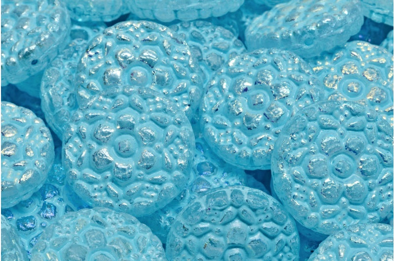 春日花朵圆形珠子，水晶AB浅蓝色内衬（00030-28701-54308），玻璃，捷克共和国