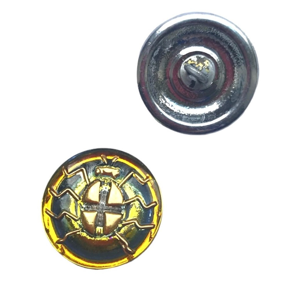 1 pcs Hand Painted Glass Buttons with ornament, size 8 (18 mm), Glass, Czech Republic