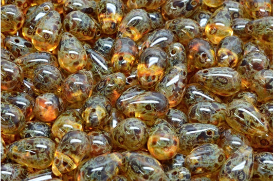 Drop Beads, Crystal Travertin (00030-86800), Glass, Czech Republic