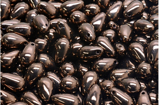 Drop Beads, Black Bronze (23980-14415), Glass, Czech Republic