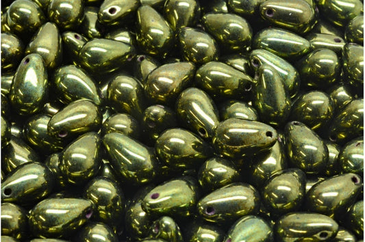 Drop Beads, Black Luster Red Full Coated (23980-14495), Glass, Czech Republic