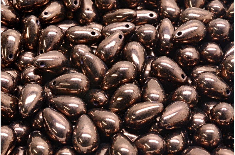 ドロップビーズ、ブラックラスターバイオレットフルコーティング（23980-14496）、ガラス、チェコ共和国