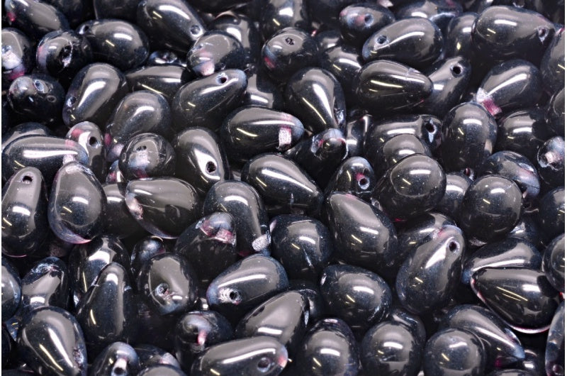Drop Beads, Black Crystal (23980-00030), Glass, Czech Republic