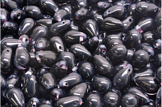 Drop Beads, Black Crystal (23980-00030), Glass, Czech Republic