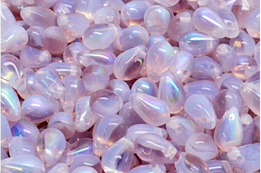 Drop Beads, Opal White Transparent Light Amethyst Ab (01000-20020-28701), Glass, Czech Republic