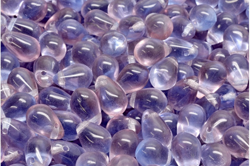 Drop Beads, Transparent Light Amethyst Transparent Blue (20030-30020), Glass, Czech Republic
