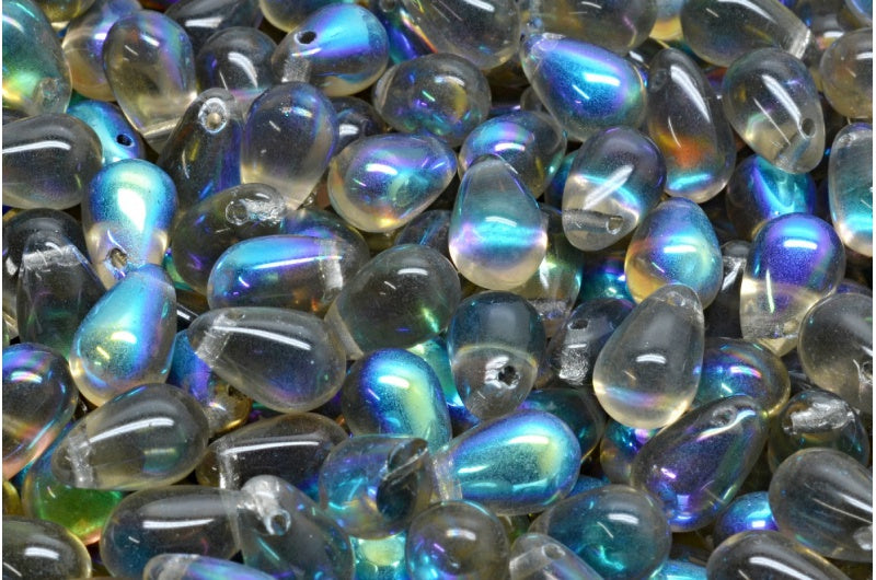 Drop Beads, Gray Ab (40010-28701), Glass, Czech Republic