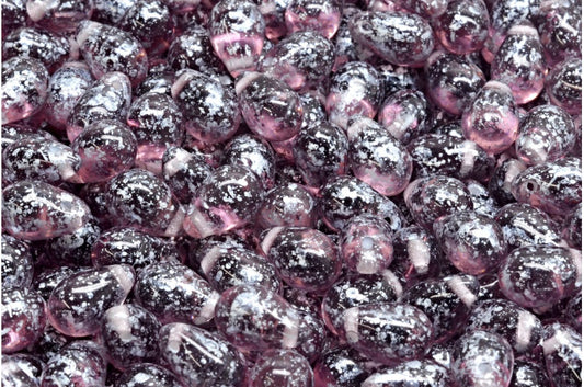 Drop Beads, Transparent Light Amethyst Silver Splash (20050-94400), Glass, Czech Republic