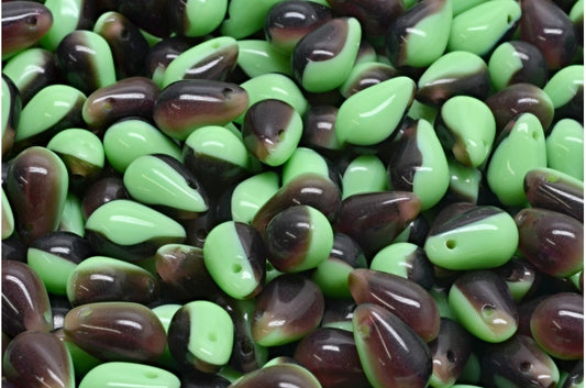 Drop Beads, Opaque Green 20100 (53200-20100), Glass, Czech Republic