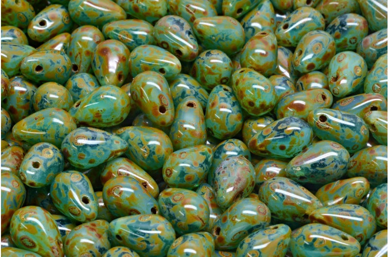 Drop Beads, M6163 Travertin (M6163-86800), Glass, Czech Republic