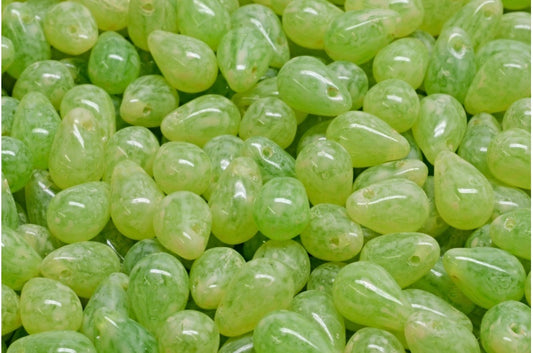 Drop Beads, R5542 Beige Travertin Spotted (R5542-33301), Glass, Czech Republic