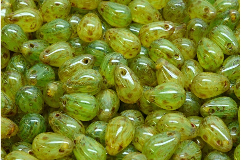 OUTLET 10 grams Drop Beads, 6 x 9 mm, R5542 Travertin (R5542-86800), Glass, Czech Republic