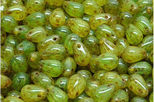 OUTLET 10 grams Drop Beads, 6 x 9 mm, R5542 Travertin (R5542-86800), Glass, Czech Republic
