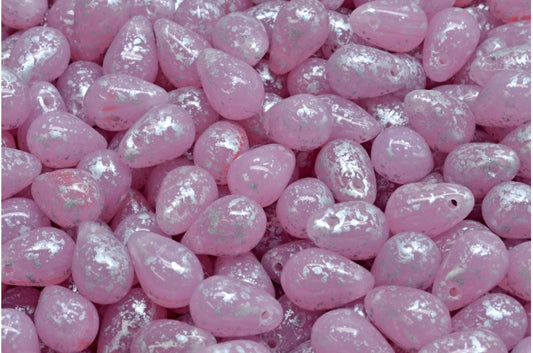 Drop Beads, R7742 Silver Splash (R7742-94400), Glass, Czech Republic