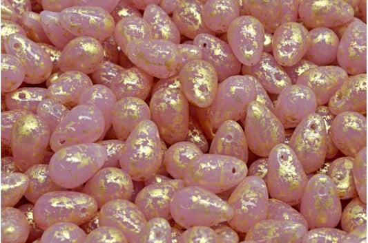 Drop Beads, R7742 Gold Splash (R7742-94401), Glass, Czech Republic