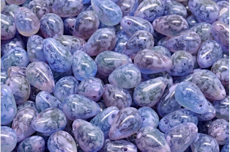 Drop Beads, Tt004 Cold Purple Spotted (TT004-33305), Glass, Czech Republic
