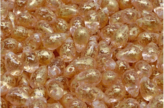 Drop Beads, Transparent Pink Gold Splash (70110-94401), Glass, Czech Republic