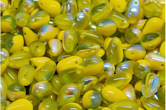 Drop Beads, Yellow Transparent Blue Ab (83120-30020-28701), Glass, Czech Republic