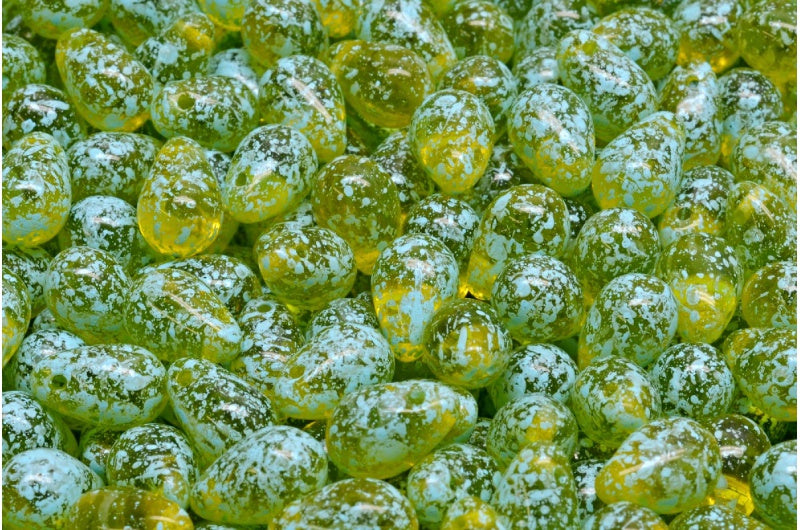Drop Beads, Transparent Yellow Transparent Green 94308 (80020-50220-94308), Glass, Czech Republic