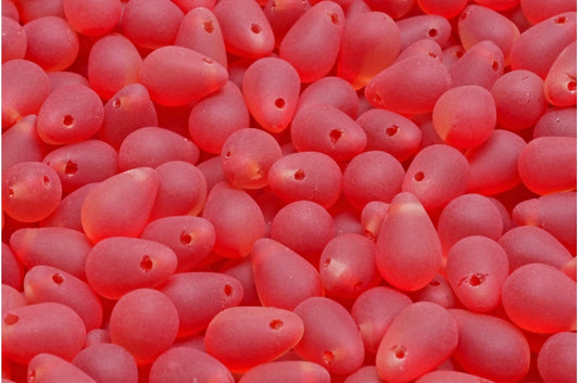 Drop Beads, Ruby Red Transparent Light Topaz Yellow Matte (90080-10020-84100), Glass, Czech Republic
