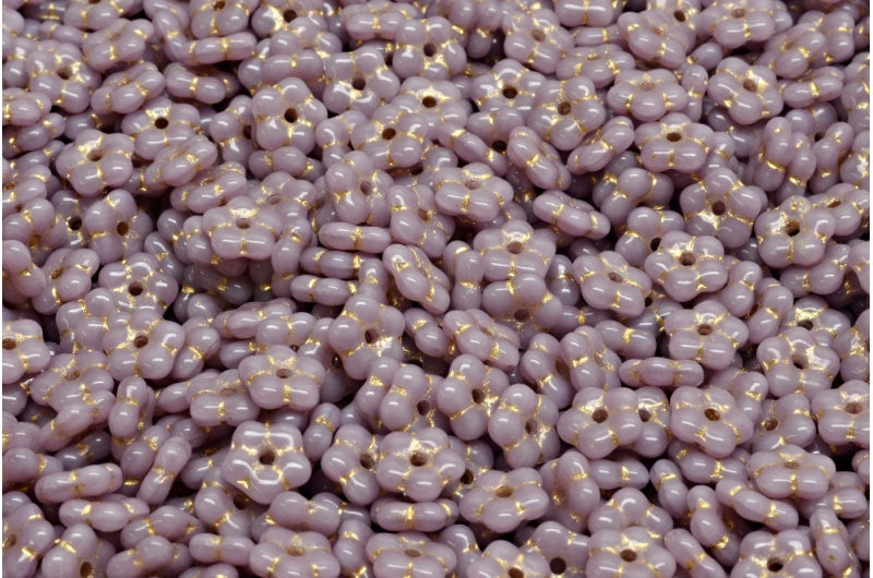 Forget Me Not Beads, Opaque Amethyst Gold Lined (23030-54302), Glass, Czech Republic