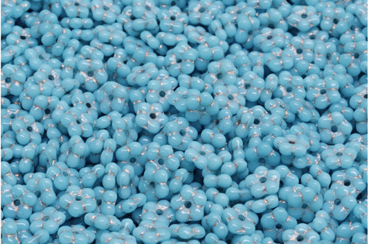 Forget Me Not Beads, Blue Copper Lined (63020-54307), Glass, Czech Republic