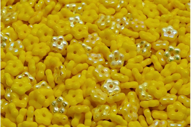 Forget Me Not Beads, Yellow Ab (83120-28701), Glass, Czech Republic