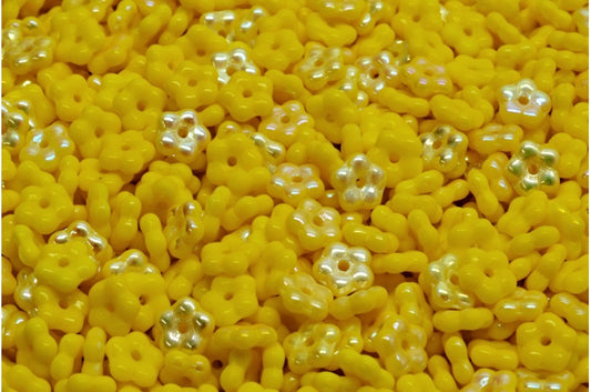 Forget Me Not Beads, Yellow Ab (83120-28701), Glass, Czech Republic