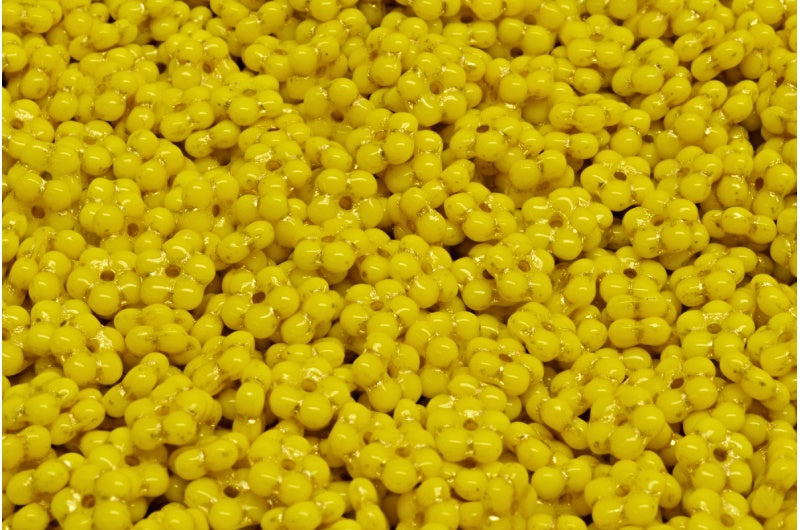 Forget Me Not Beads, Yellow Gold Lined (83120-54302), Glass, Czech Republic