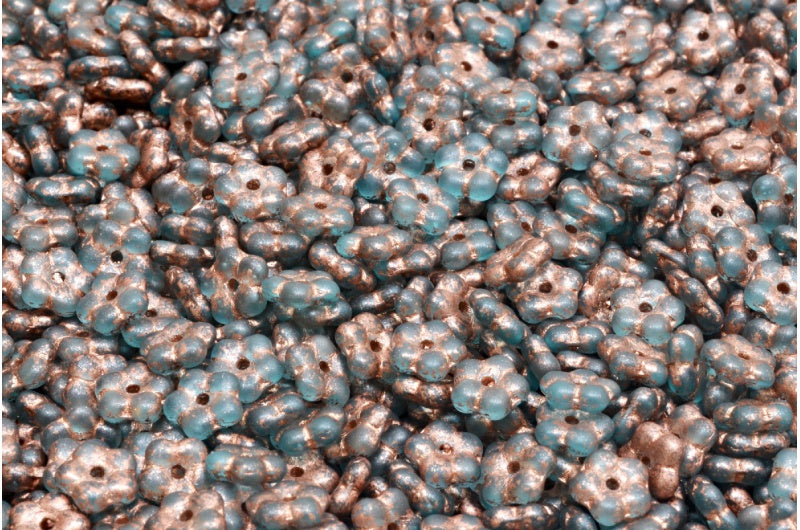 Forget Me Not Beads, Transparent Aqua Matte Copper Lined (60110-84100-54319), Glass, Czech Republic