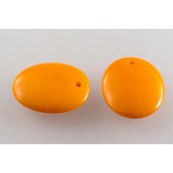 Oval Lentil Pressed Beads, Opaque Orange (93130), Glass, Czech Republic