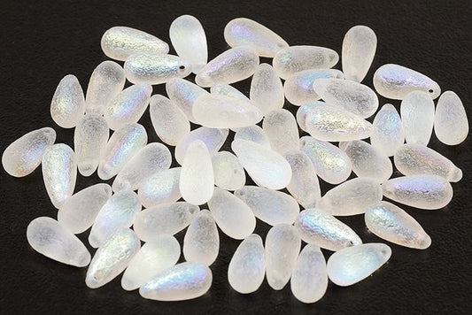 Drop Beads, Crystal Etched Ab (00030-LEPT-28701), Glass, Czech Republic