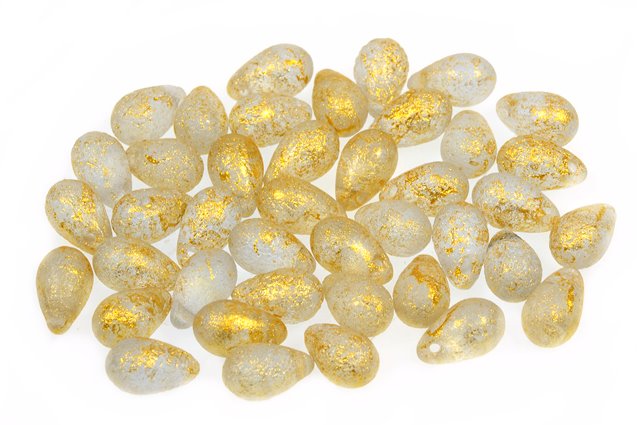 Drop Beads, Transparent Blue Etched 56902 (30010-LEPT-56902), Glass, Czech Republic