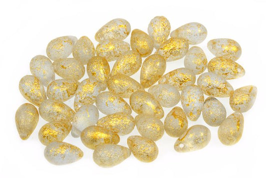 Drop Beads, Transparent Blue Etched 56902 (30010-LEPT-56902), Glass, Czech Republic