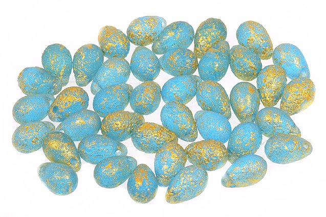 Drop Beads, Transparent Aqua Etched 56902 (60020-LEPT-56902), Glass, Czech Republic