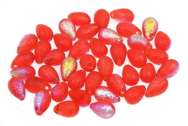 ドロップビーズ、ライトサイアムエッチングAB（90070-LEPT-28701）、ガラス、チェコ共和国