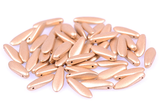 Dagger Beads, Aztec Pale Gold (01710), Glass, Czech Republic