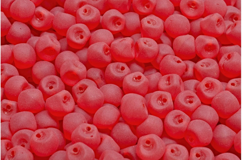 Mushroom Button Beads, Light Siam Matte (90070-84100), Glass, Czech Republic