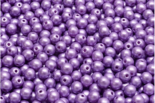 Round Druck Beads, White Pastel Purple (02010-25012), Glass, Czech Republic