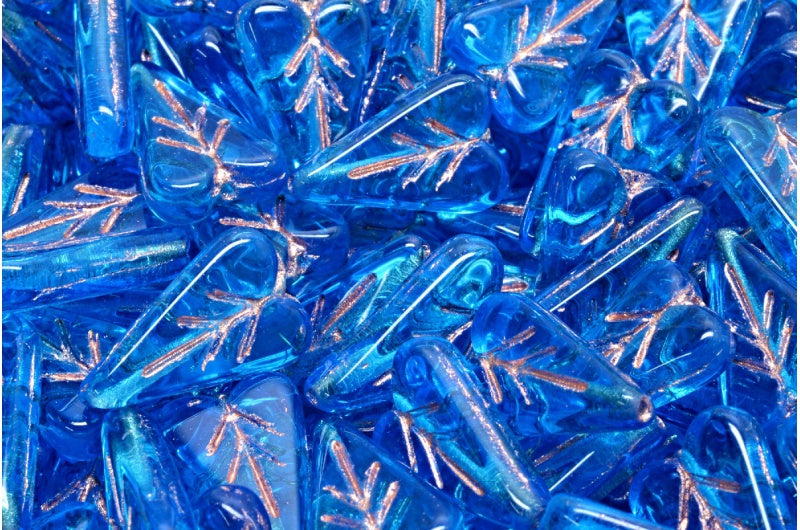 Drop Beads, Transparent Aqua Copper Lined (60040-54307), Glass, Czech Republic