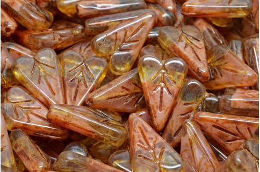 Drop Beads, Pink Travertin (R0742-86800), Glass, Czech Republic