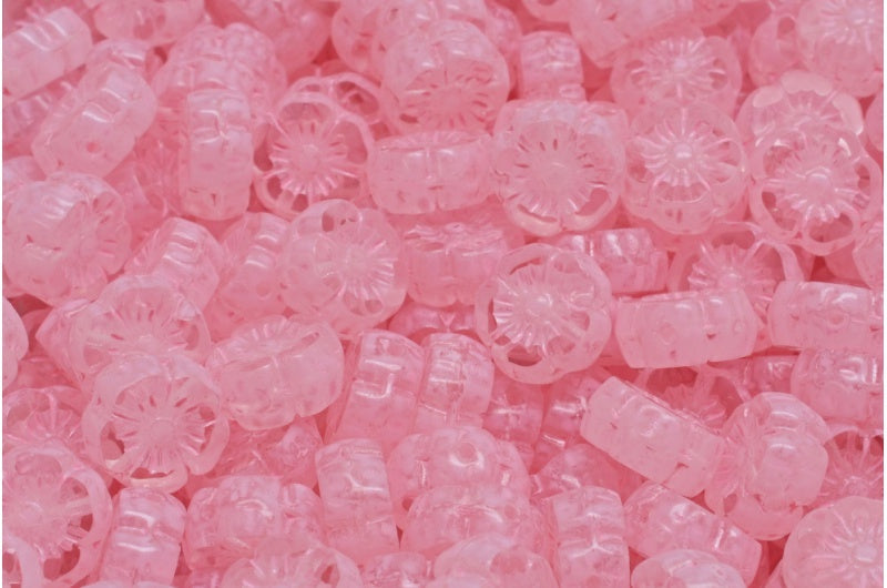 Table Cut Hawaii Flower Beads, Crystal Warm Purple Spotted (00030-33304), Glass, Czech Republic