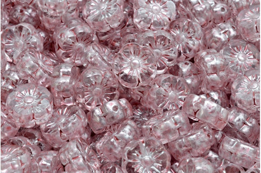 Daisy Flower Bead, Crystal Silver Splash Light Pink (00030-86700-34304), Glass, Czech Republic
