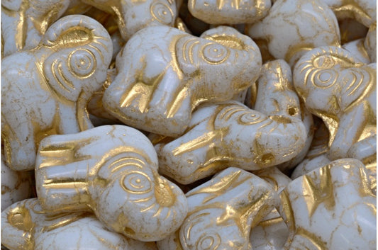 OUTLET 10 grams Large Elephant Beads, 21 x 20 mm, White Gold Lined (02010-54302), Glass, Czech Republic