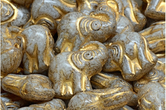 OUTLET 10 grams Large Elephant Beads, 21 x 20 mm, White Gold Lined 34312 (02010-54302-34312), Glass, Czech Republic