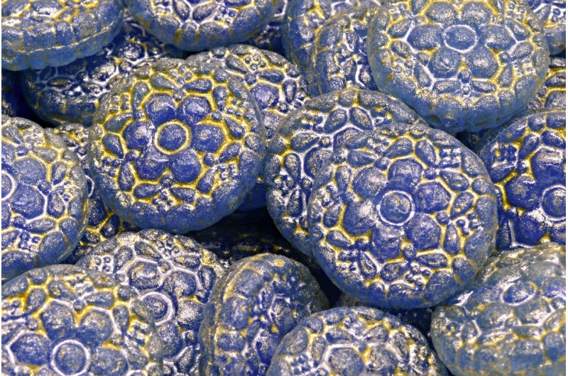 Spring Flower Round Beads, R0332 E4301 Light Yellow (R0332-E4301-34302), Glass, Czech Republic