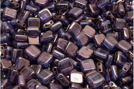 2-Holes Pressed Tile Beads, Crystal Purple (00030-15726), Glass, Czech Republic