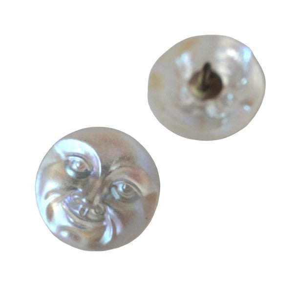 1 pcs Hand Painted Glass Buttons with ornament MOON FACE, size 8 (18 mm), Glass, Czech Republic