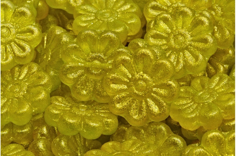 Daisy Flower Bead, Crystal Yellow (00030-542009), Glass, Czech Republic