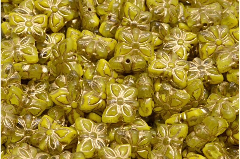 Butterfly Beads, Yellow Gold Lined (R0812-54302), Glass, Czech Republic